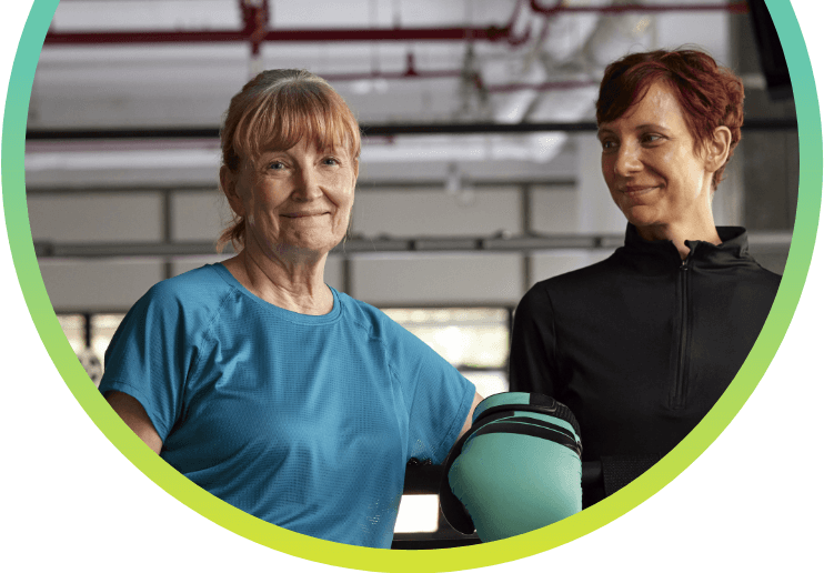 Two women standing together.