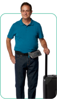 A man with a VYALEV pump carry case around his hip.